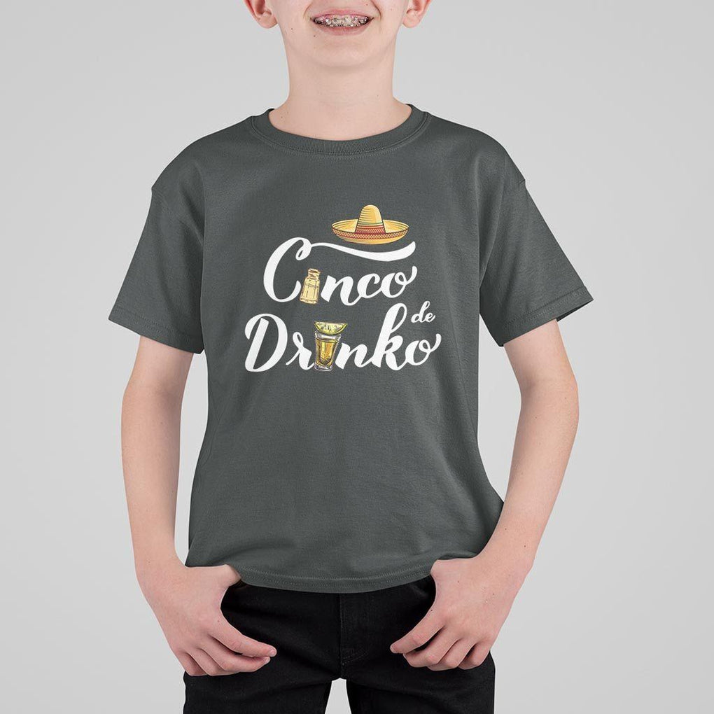 Cinco De Mayo Funny Drinking T Shirt For Kid Cinco De Drinko Men Women Tequila TS11 Dark Heather Print Your Wear