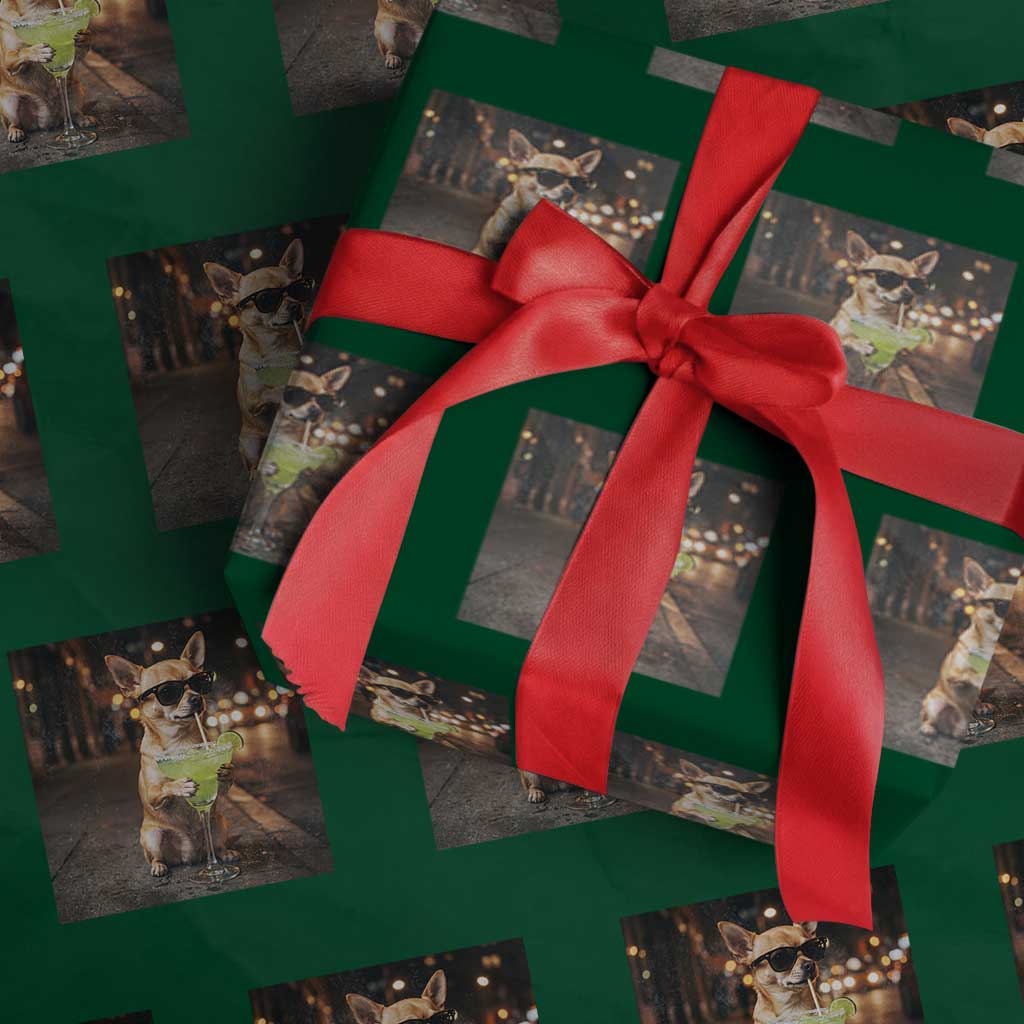 Cinco de Mayo Margarita Wrapping Paper Roll Funny Chihuahua Drinking Cocktail Mexican Fiesta Gift TS14 Green Print Your Wear