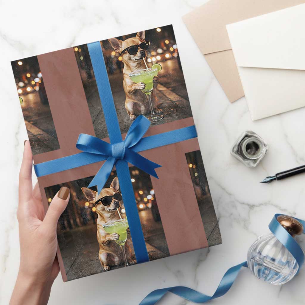 Cinco de Mayo Margarita Wrapping Paper Roll Funny Chihuahua Drinking Cocktail Mexican Fiesta Gift TS14 Mocha Print Your Wear