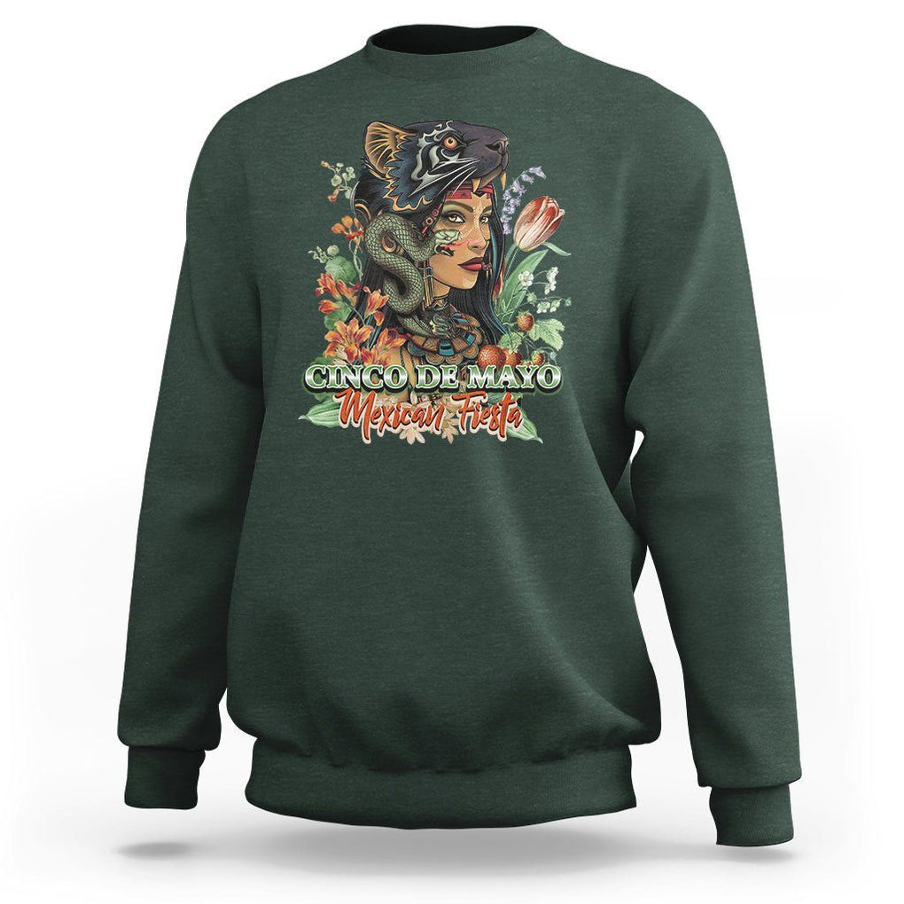 Cinco De Mayo Mexican Fiesta Aztec Sweatshirt TS09 Dark Forest Green Printyourwear