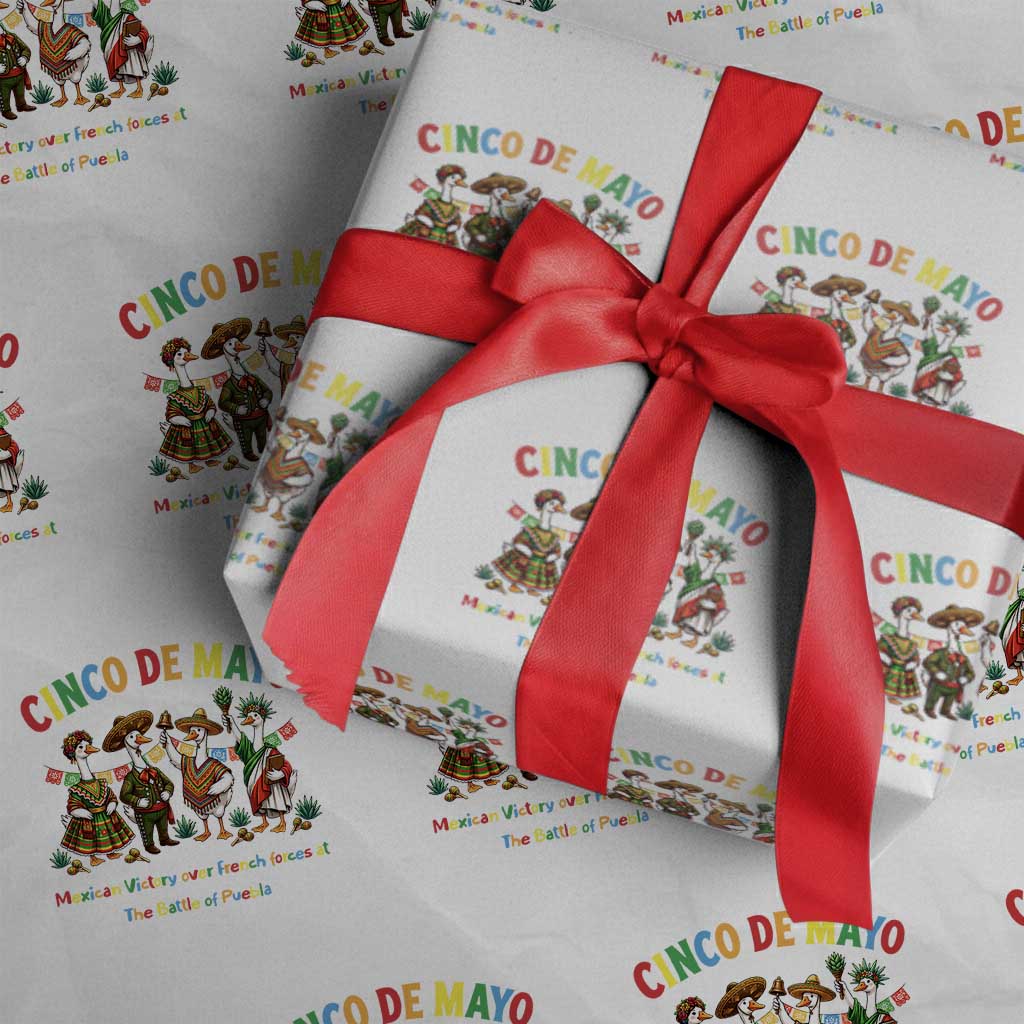 Cinco de Mayo Mexican Victory Wrapping Paper Roll Silly Goose Festive Heritage Puebla Battle 1862 TS14 White Print Your Wear
