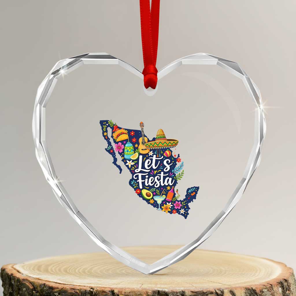 Cinco De Mayo Party Mexican Map Heart Crystal Glass Ornament Lets Fiesta TS12 Transparent Glass 3'' Heart Print Your Wear