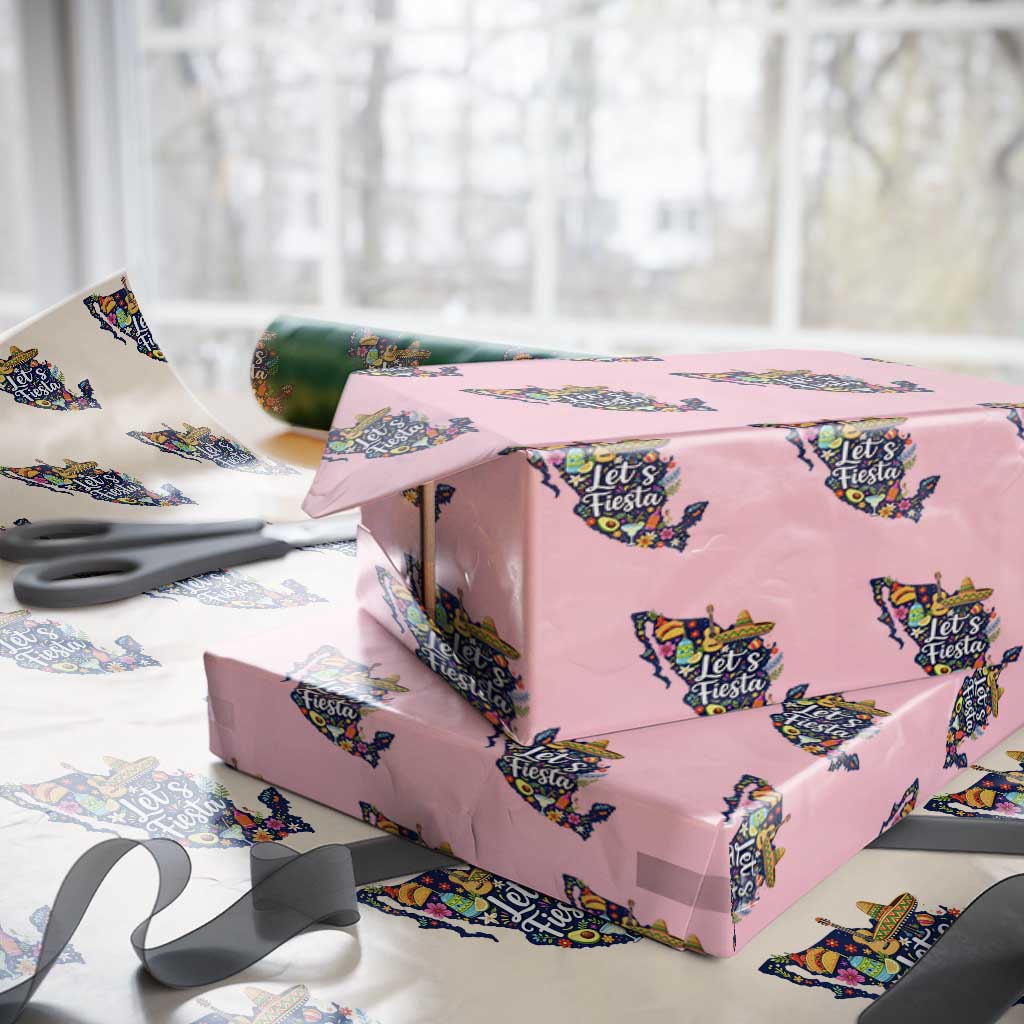 Cinco De Mayo Party Mexican Map Wrapping Paper Roll Lets Fiesta TS12 Light Pink Print Your Wear