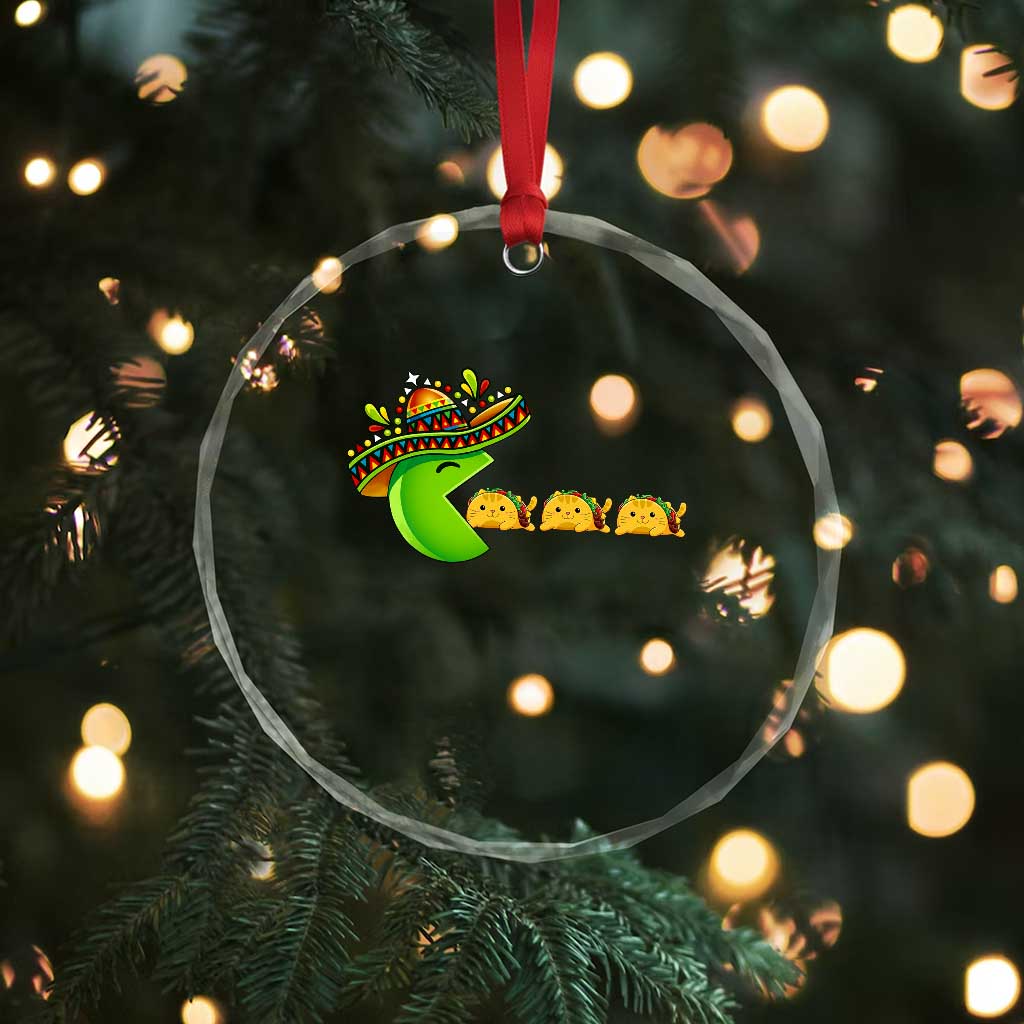 Cinco De Mayo Retro Game Crystal Glass Ornament Funny Sombrero Character Chasing Taco Cat TS12 Print Your Wear