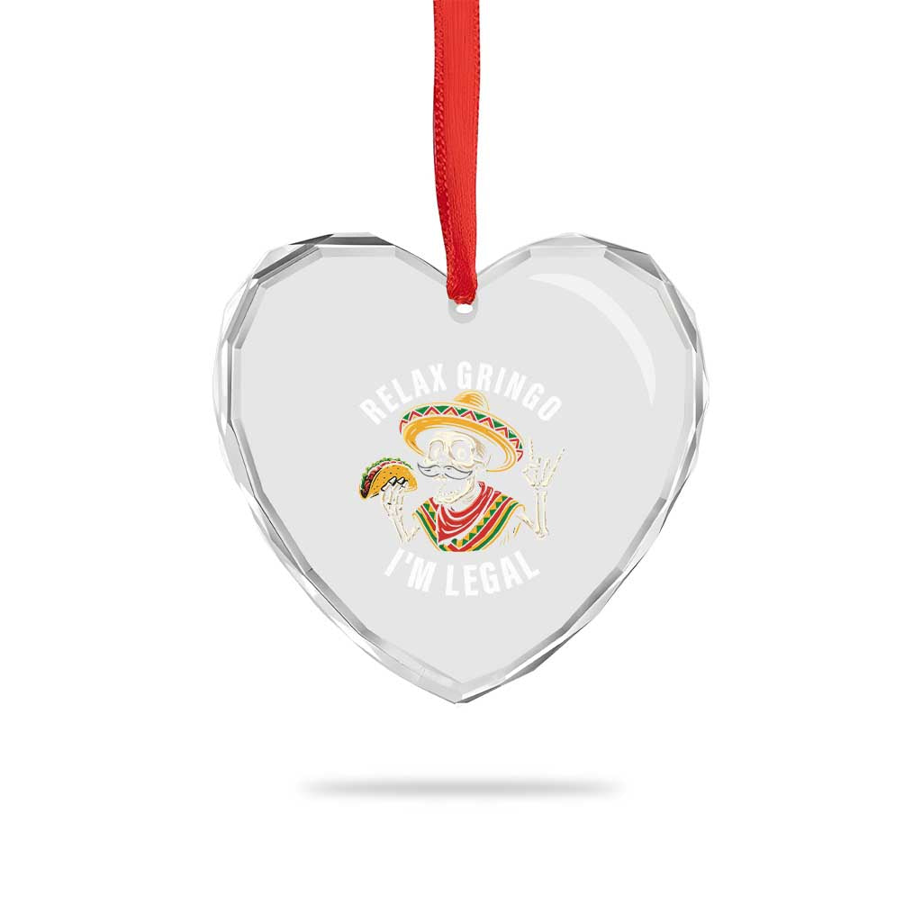 Cinco De Mayo Skeleton Heart Crystal Glass Ornament Relax Gringo I'm Legal Poncho TS02 Print Your Wear