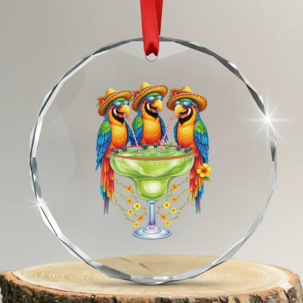Cinco De Mayo Summer Party Crystal Glass Ornament Funny Parrots Drinking Margaritas TS12 Transparent Glass 3'' Circle Print Your Wear