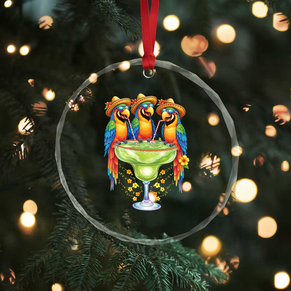 Cinco De Mayo Summer Party Crystal Glass Ornament Funny Parrots Drinking Margaritas TS12 Print Your Wear