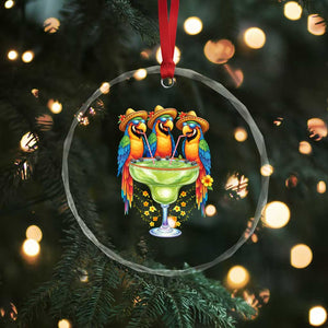 Cinco De Mayo Summer Party Crystal Glass Ornament Funny Parrots Drinking Margaritas TS12 Print Your Wear
