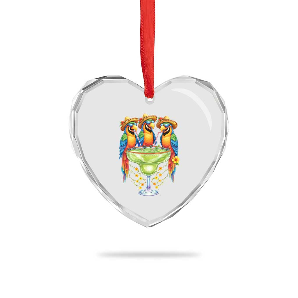 Cinco De Mayo Summer Party Heart Crystal Glass Ornament Funny Parrots Drinking Margaritas TS12 Print Your Wear