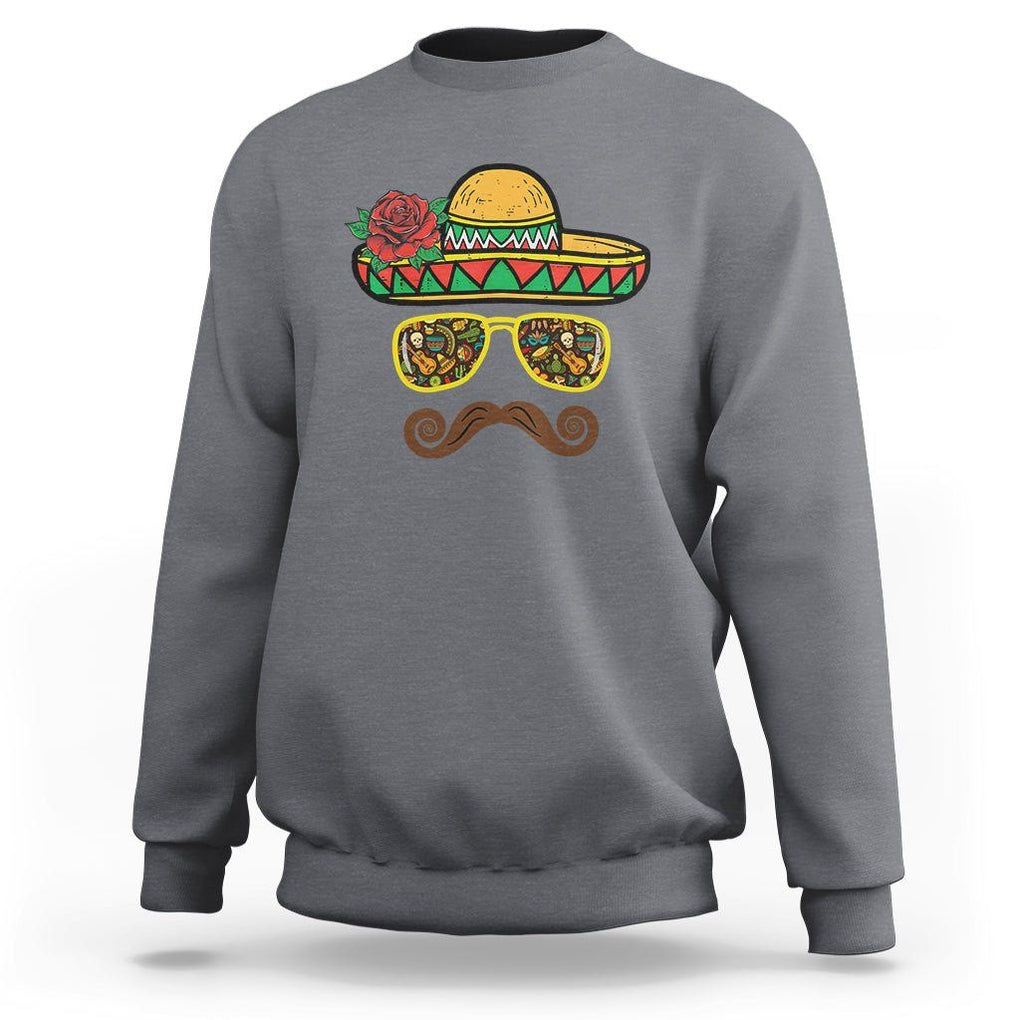 Cinco De Mayo Sweatshirt Funny Sombrero Face Fiesta Party Mexico Costume TS11 Charcoal Print Your Wear