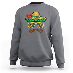 Cinco De Mayo Sweatshirt Funny Sombrero Face Fiesta Party Mexico Costume TS11 Charcoal Print Your Wear