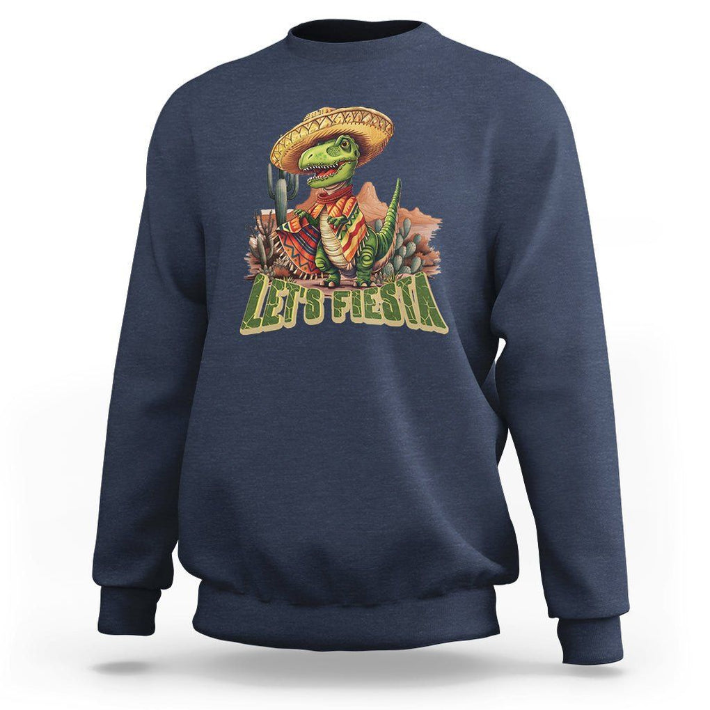 Cinco De Mayo Sweatshirt Let's Fiesta Mexican Dinosaur Toddler Boys TS09 Navy Printyourwear