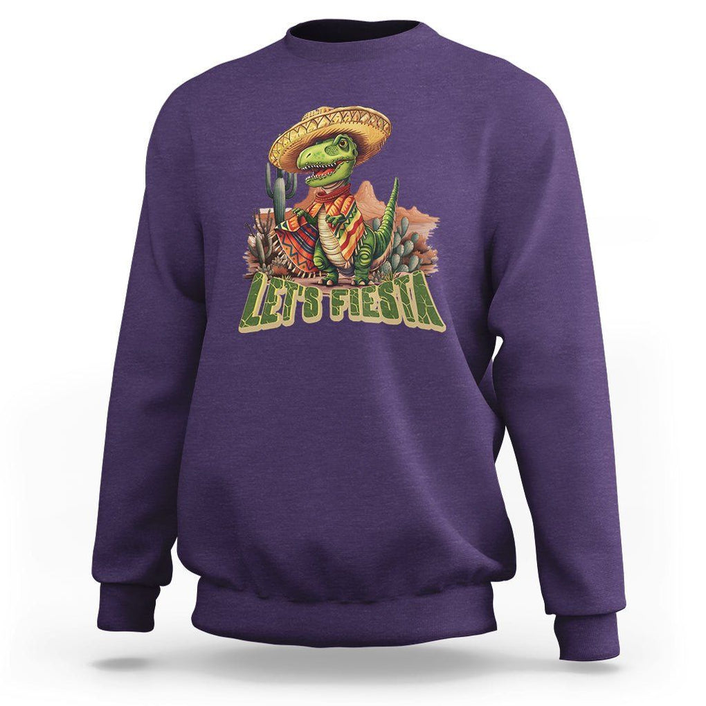 Cinco De Mayo Sweatshirt Let's Fiesta Mexican Dinosaur Toddler Boys TS09 Purple Printyourwear