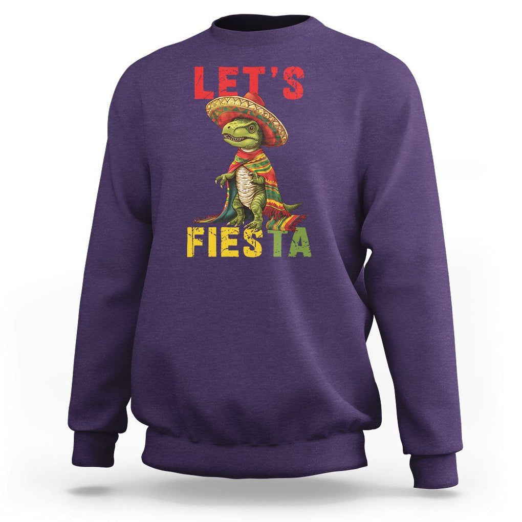 Cinco De Mayo Sweatshirt Let's Fiesta Mexican Dinosaur Toddler Boys TS09 Purple Printyourwear
