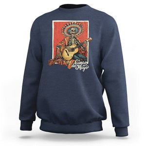Cinco De Mayo Sweatshirt Mariachi Skeleton Playing Guitar Mexican Party TS09 Navy Printyourwear