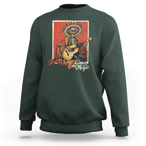 Cinco De Mayo Sweatshirt Mariachi Skeleton Playing Guitar Mexican Party TS09 Dark Forest Green Printyourwear