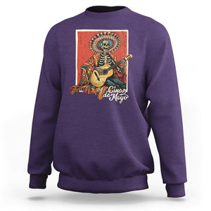 Cinco De Mayo Sweatshirt Mariachi Skeleton Playing Guitar Mexican Party TS09 Purple Printyourwear