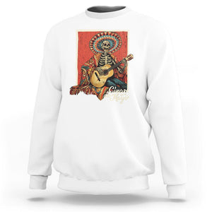 Cinco De Mayo Sweatshirt Mariachi Skeleton Playing Guitar Mexican Party TS09 White Printyourwear