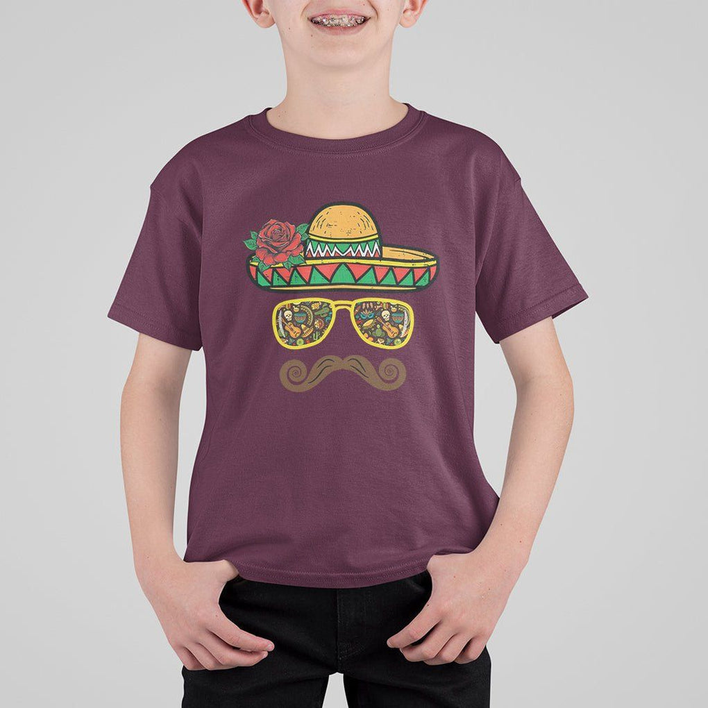 Cinco De Mayo T Shirt For Kid Funny Sombrero Face Fiesta Party Mexico Costume TS11 Maroon Print Your Wear