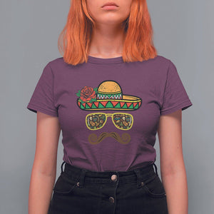 Cinco De Mayo T Shirt For Women Funny Sombrero Face Fiesta Party Mexico Costume TS11 Maroon Print Your Wear
