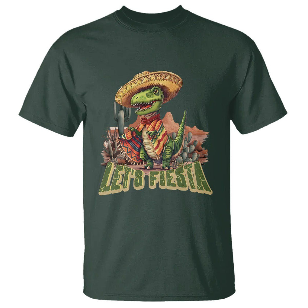Cinco De Mayo T Shirt Let's Fiesta Mexican Dinosaur Toddler Boys TS09 Dark Forest Green Printyourwear
