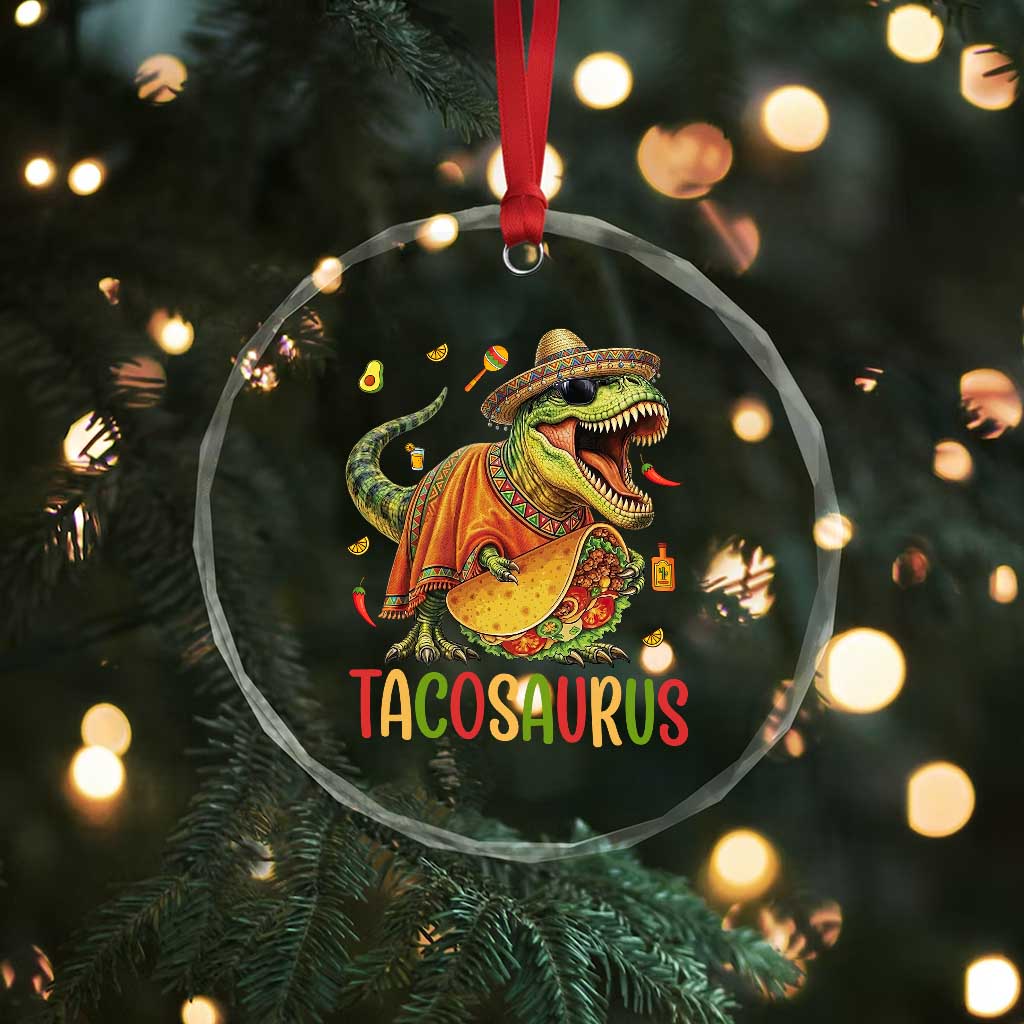 Cinco De Mayo Tacosaurus Crystal Glass Ornament Funny Dinosaur Taco Lover Gift TS12 Print Your Wear