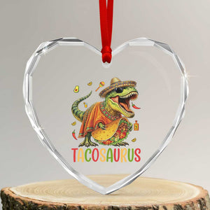 Cinco De Mayo Tacosaurus Heart Crystal Glass Ornament Funny Dinosaur Taco Lover Gift TS12 Transparent Glass 3'' Heart Print Your Wear