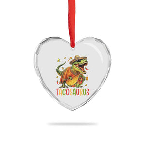 Cinco De Mayo Tacosaurus Heart Crystal Glass Ornament Funny Dinosaur Taco Lover Gift TS12 Print Your Wear