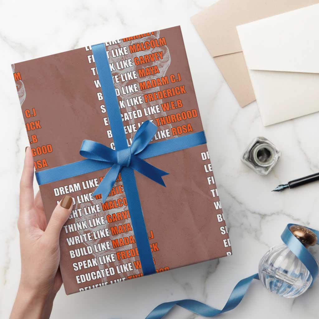 Civil Right Leaders Inspiration Wrapping Paper Roll Dream Like Martin Black History African American TS02 Mocha Print Your Wear
