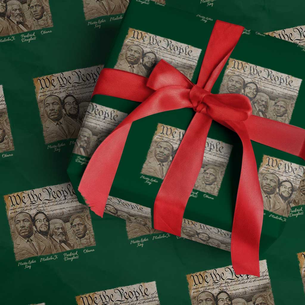 Civil Right Leaders Wrapping Paper Roll Martin Luther King Malcolm X Frederick Douglass Obama Black History Month TS11 Green Print Your Wear