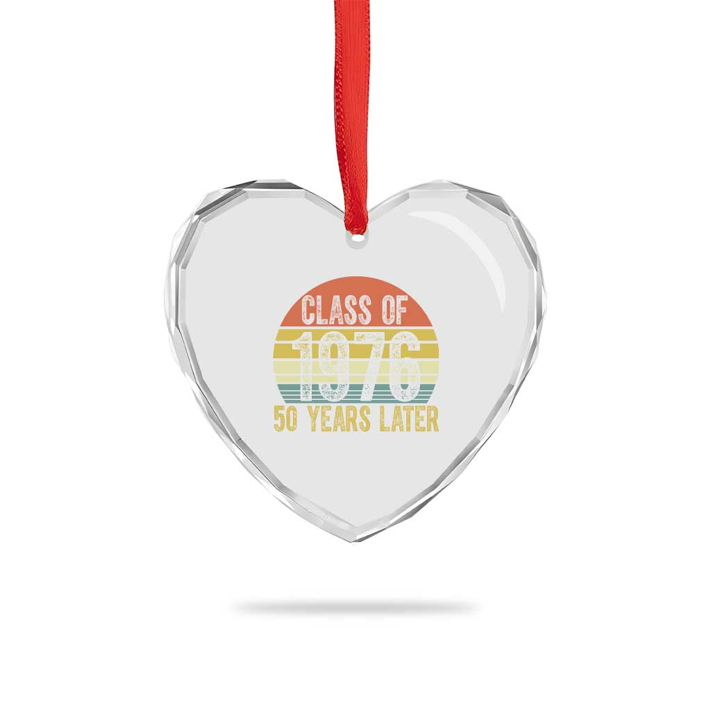 Class of 1976 50 Years Later Heart Crystal Glass Ornament Retro Sunset Graduation Birthday 50th Milestone TS02 Print Your Wear