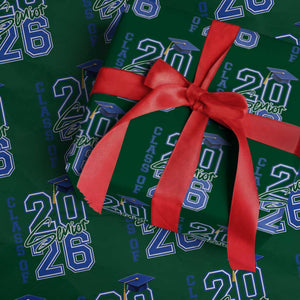 Class of 2026 Senior Wrapping Paper Roll School Graduation 26 TS11 Green Print Your Wear