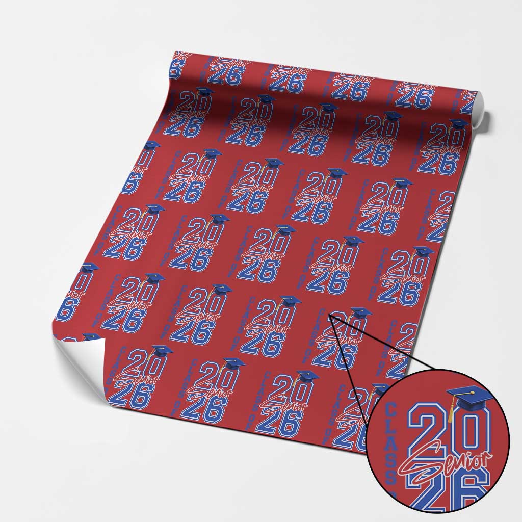 Class of 2026 Senior Wrapping Paper Roll School Graduation 26 TS11 Red Print Your Wear
