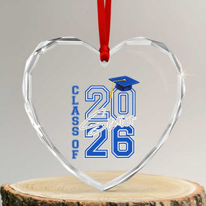 Class of 2026 Senior Heart Crystal Glass Ornament School Graduation 26 TS11 Transparent Glass 3'' Heart Print Your Wear