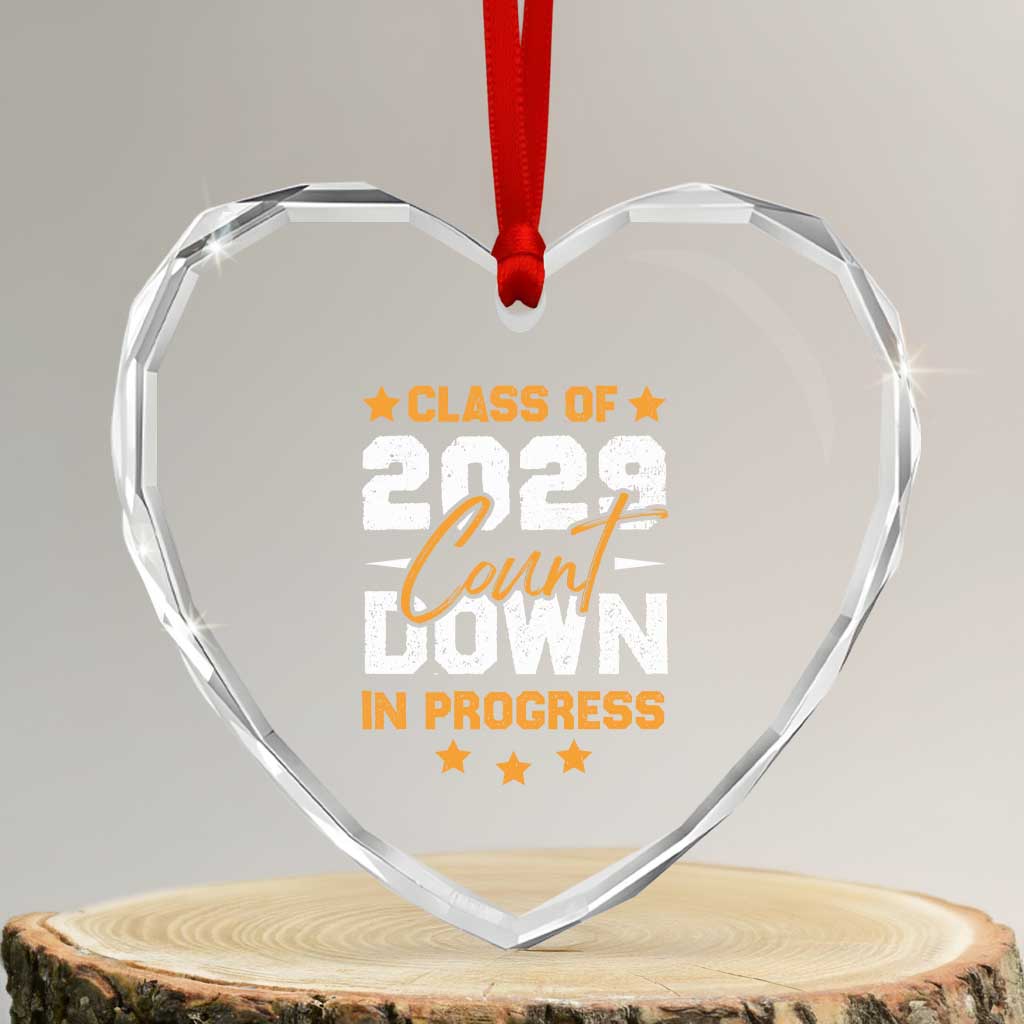 Class Of 2029 Count Down Graduating Heart Crystal Glass Ornament TS10 Transparent Glass 3'' Heart Print Your Wear