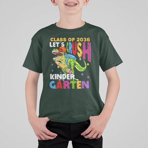 Kindergarten Graduate T Shirt For Kid Dinousaur Class Of 2036 Let's Crush Kinder TS02 Dark Forest Green Printyourwear