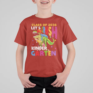 Kindergarten Graduate T Shirt For Kid Dinousaur Class Of 2036 Let's Crush Kinder TS02 Red Printyourwear