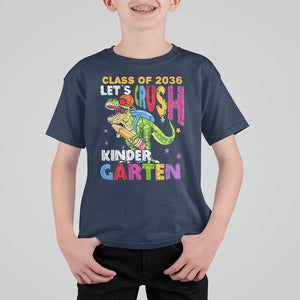 Kindergarten Graduate T Shirt For Kid Dinousaur Class Of 2036 Let's Crush Kinder TS02 Navy Printyourwear