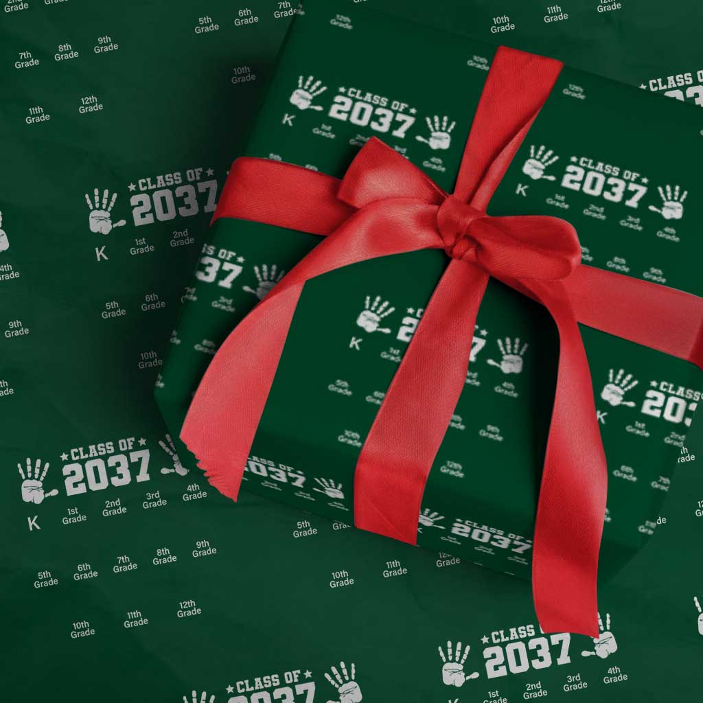 Class of 2037 Grow With Me Wrapping Paper Roll Handprint K to 12th Grade Graduation TS10 Green Print Your Wear