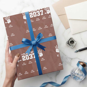 Class of 2037 Grow With Me Wrapping Paper Roll Handprint K to 12th Grade Graduation TS10 Mocha Print Your Wear