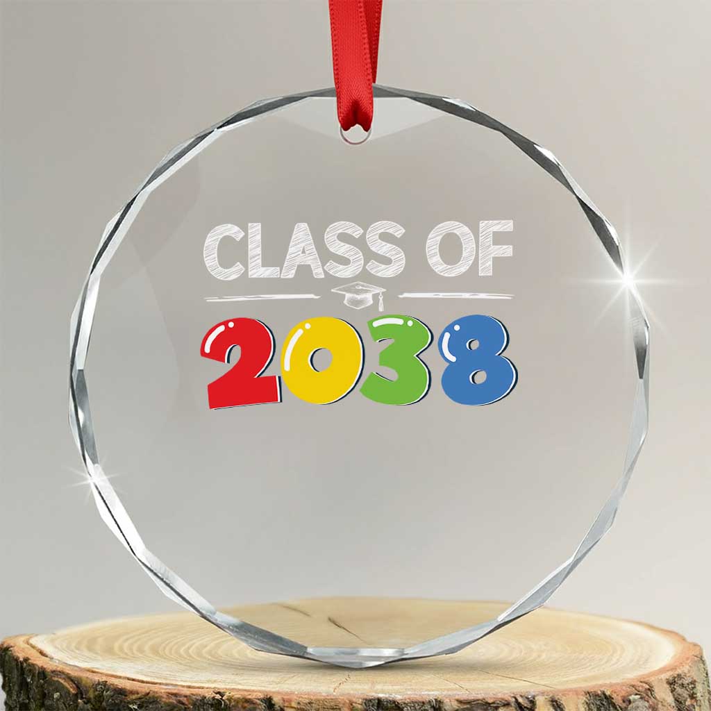 Class of 2038 Crystal Glass Ornament Grow With Me Kindergarten TS10 Transparent Glass 3'' Circle Print Your Wear