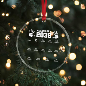 Class of 2038 Grow With Me Crystal Glass Ornament Handprint Pre-K to 12th Grade Graduation TS10 Print Your Wear