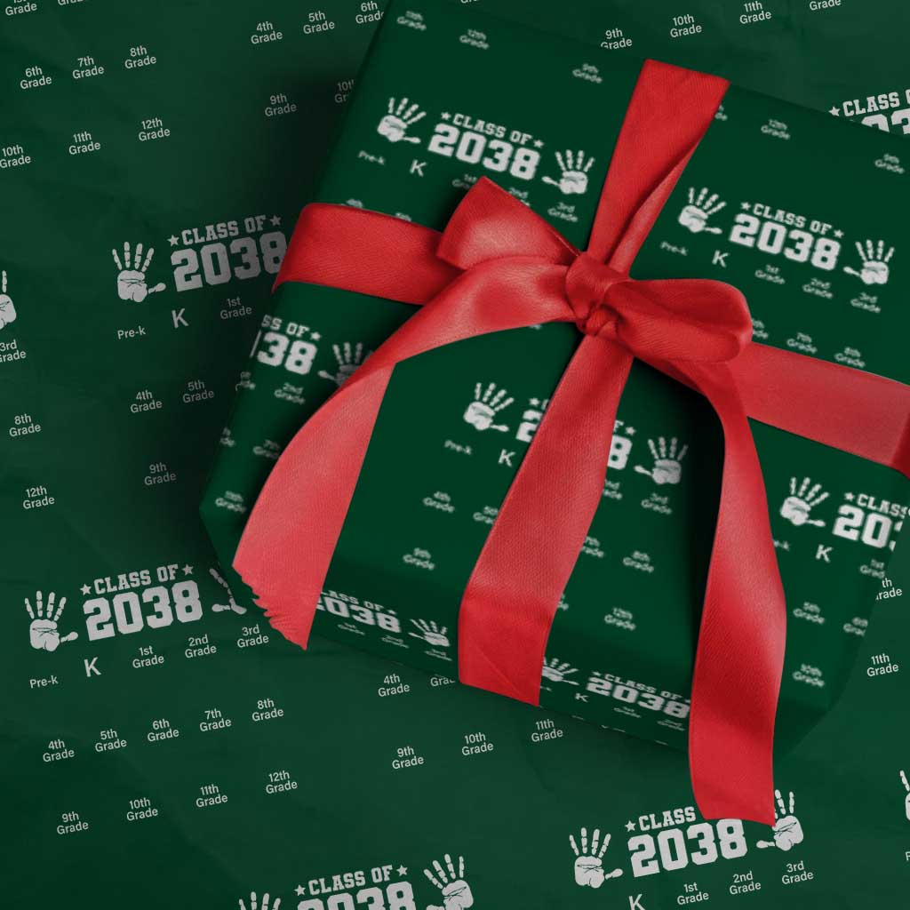 Class of 2038 Grow With Me Wrapping Paper Roll Handprint Pre-K to 12th Grade Graduation TS10 Green Print Your Wear
