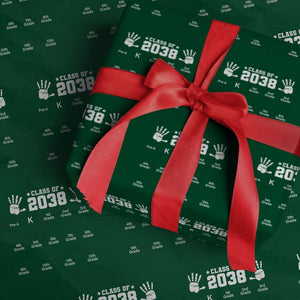 Class of 2038 Grow With Me Wrapping Paper Roll Handprint Pre-K to 12th Grade Graduation TS10 Green Print Your Wear