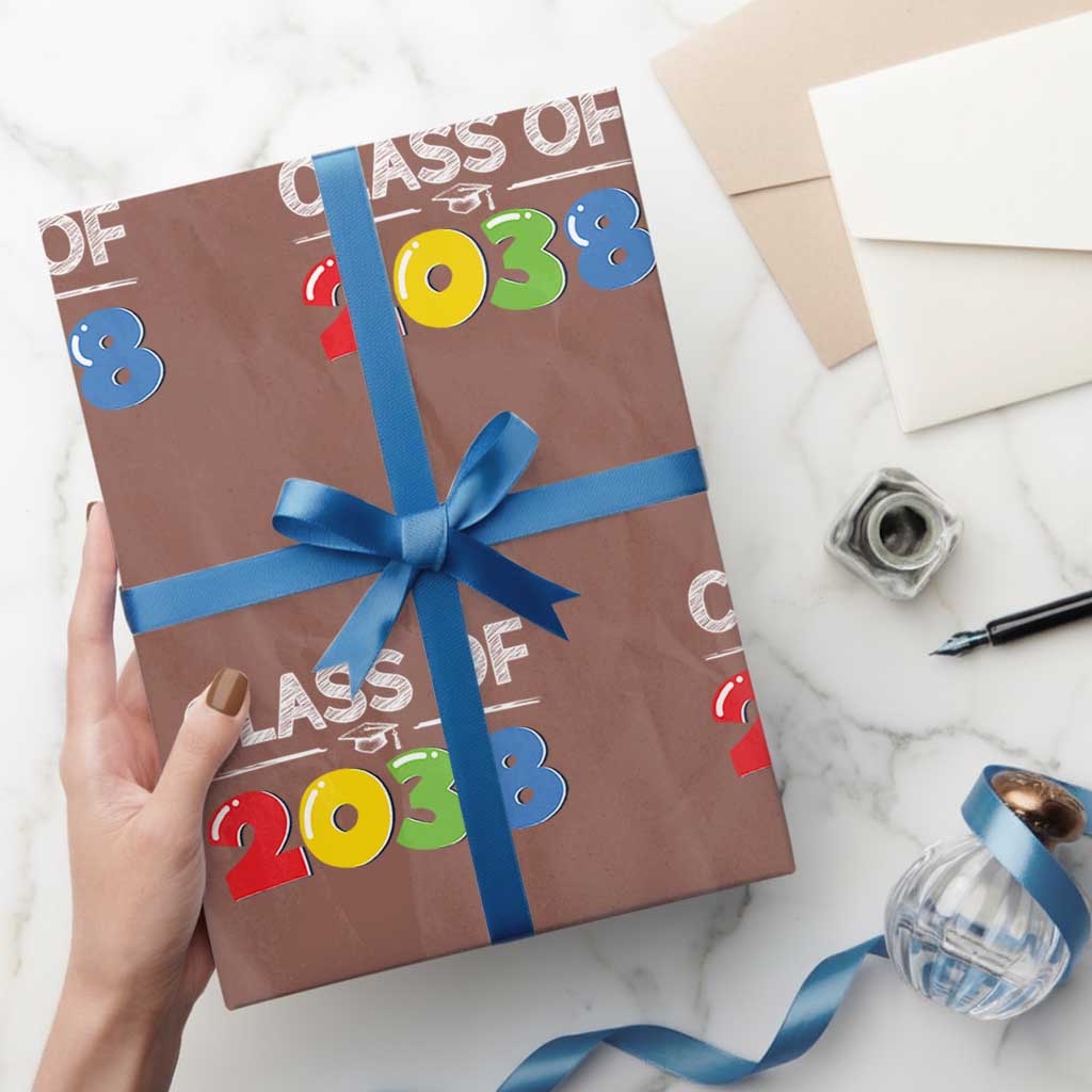 Class of 2038 Wrapping Paper Roll Grow With Me Kindergarten TS10 Mocha Print Your Wear