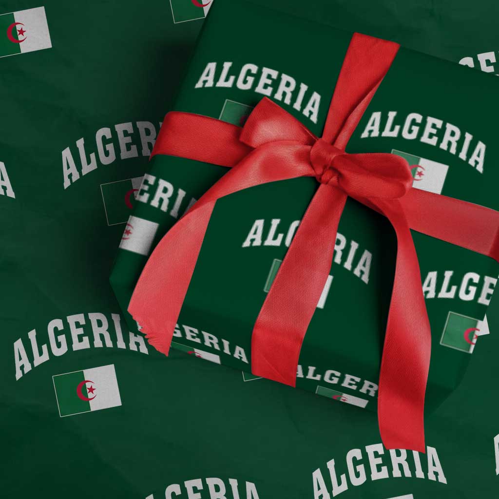 Classic Algeria Varsity Athletic Style Wrapping Paper Roll Proud Patriotic Algerian Flag TS02 Green Print Your Wear