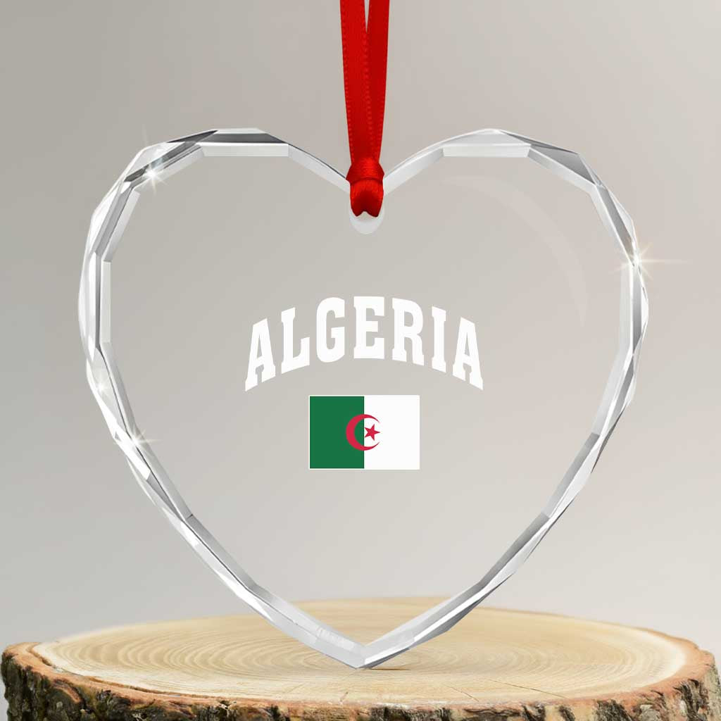 Classic Algeria Varsity Athletic Style Heart Crystal Glass Ornament Proud Patriotic Algerian Flag TS02 Transparent Glass 3'' Heart Print Your Wear