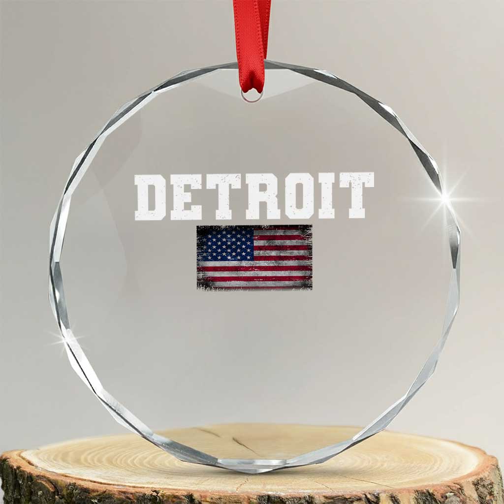 Classic Detroit Crystal Glass Ornament Retro Varsity Vintage Sports Team Name USA Flag TS10 Transparent Glass 3'' Circle Print Your Wear