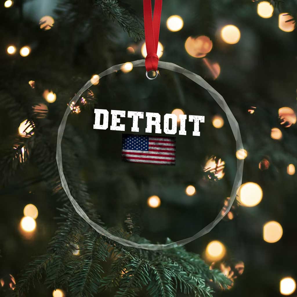 Classic Detroit Crystal Glass Ornament Retro Varsity Vintage Sports Team Name USA Flag TS10 Print Your Wear