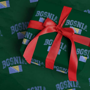 Classic Distressed Bosnia National Flag Varsity Style Wrapping Paper Roll Sports Fan Athletic Graphic